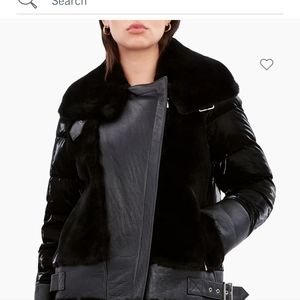 Dawn Levy leather and shearling jacket. Size XL. Color black